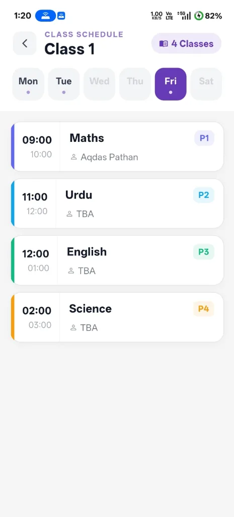 School Timetable and Class Schedule