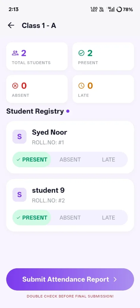 Teacher Marking Attendance