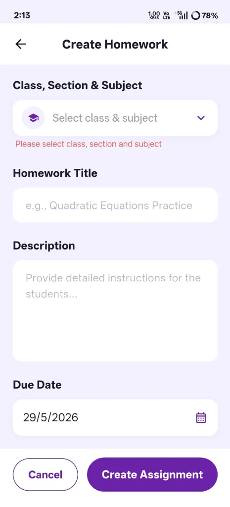 Homework Management for Schools